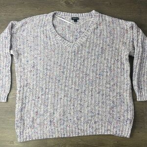 Torrid Women’s Knit V Neck Pink Cream Purple Sweater, size 1X